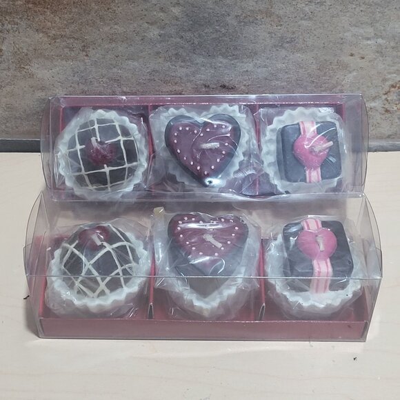Decorative Truffles Heart Shaped Candy Chocolate Candle Gift Set Set of 2 - Picture 2 of 9